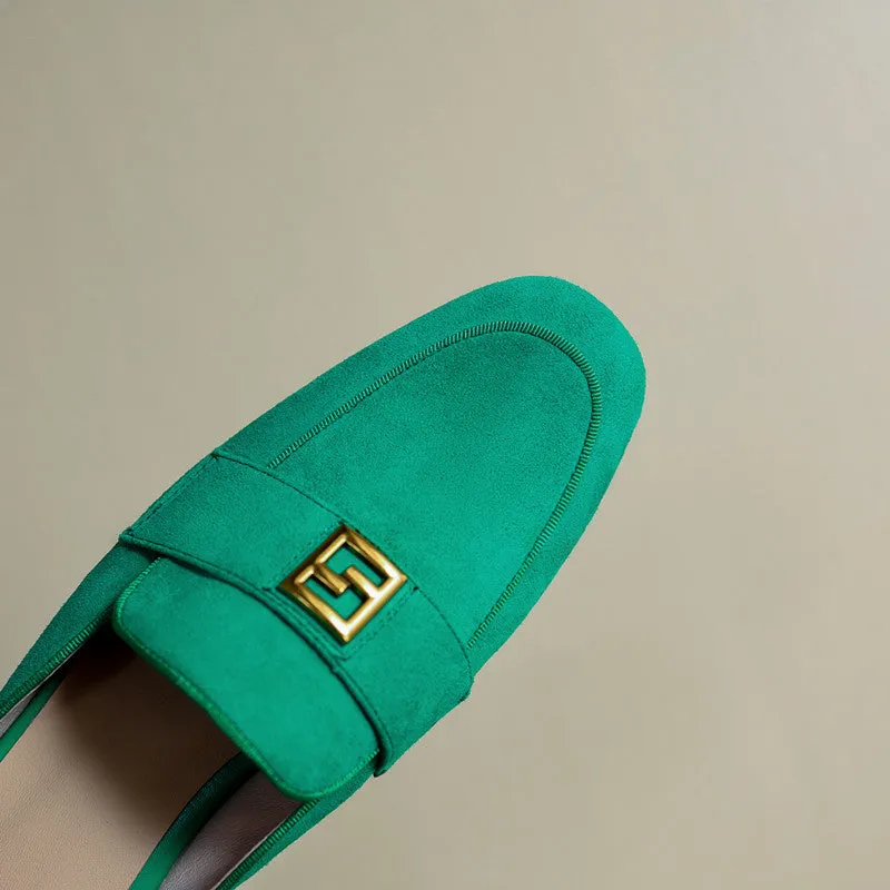 Elin Green Flat Mules