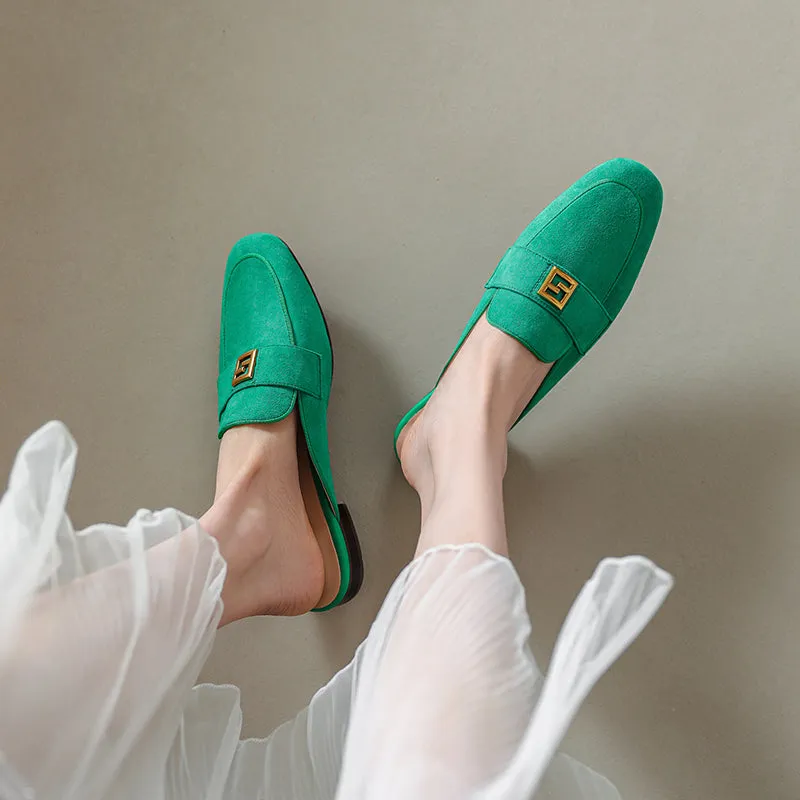 Elin Green Flat Mules