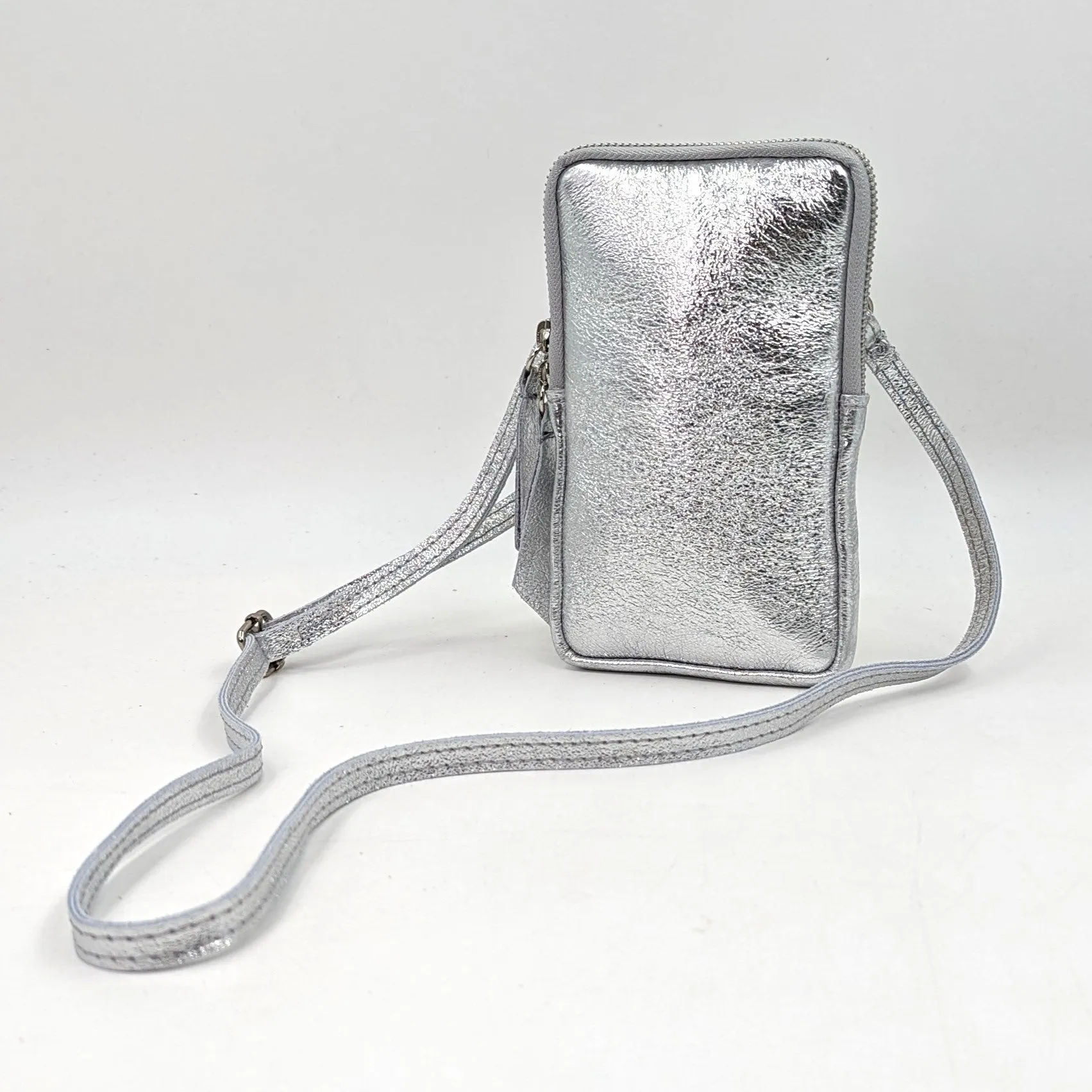 Essential metallic leather cross body phone bag/purse