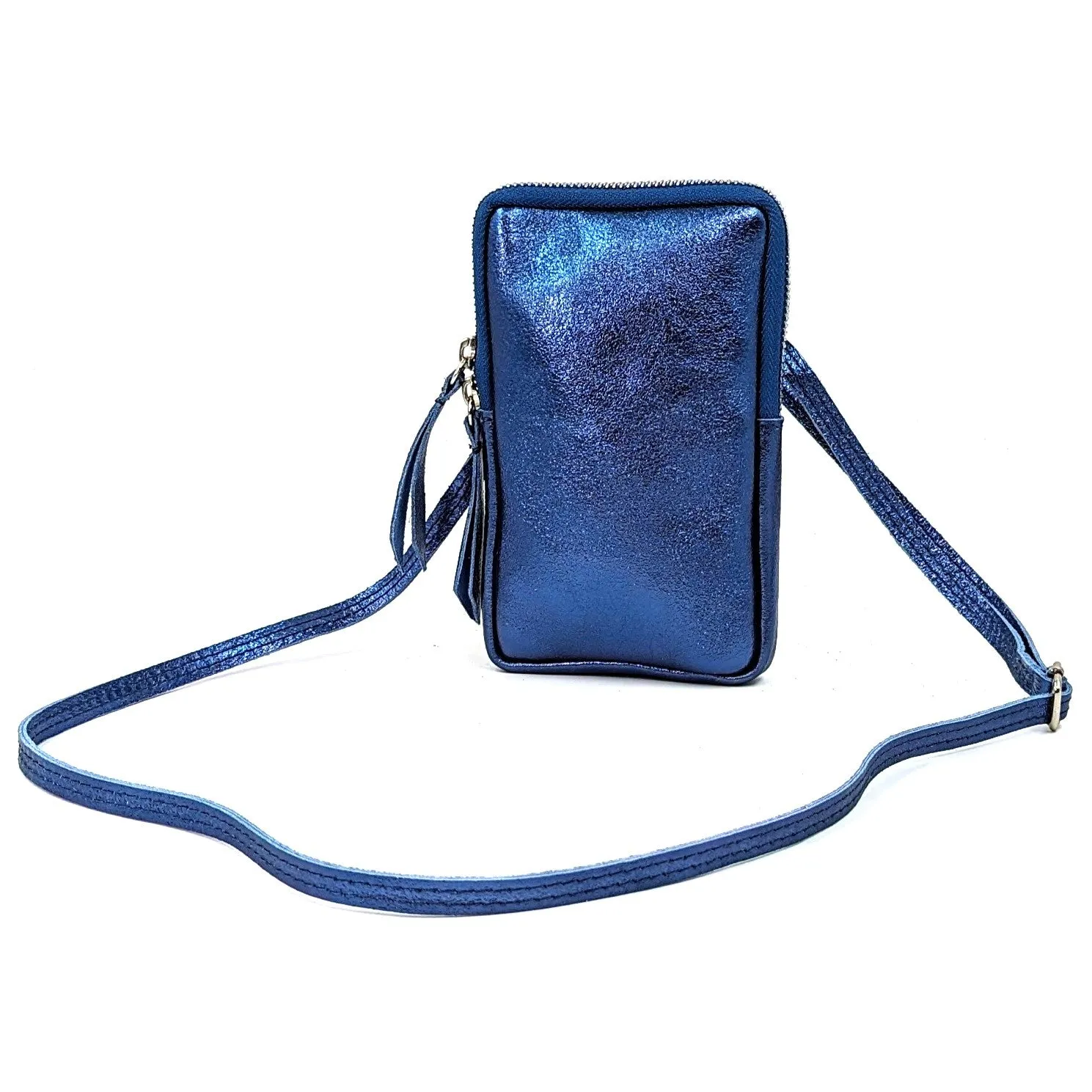 Essential metallic leather cross body phone bag/purse