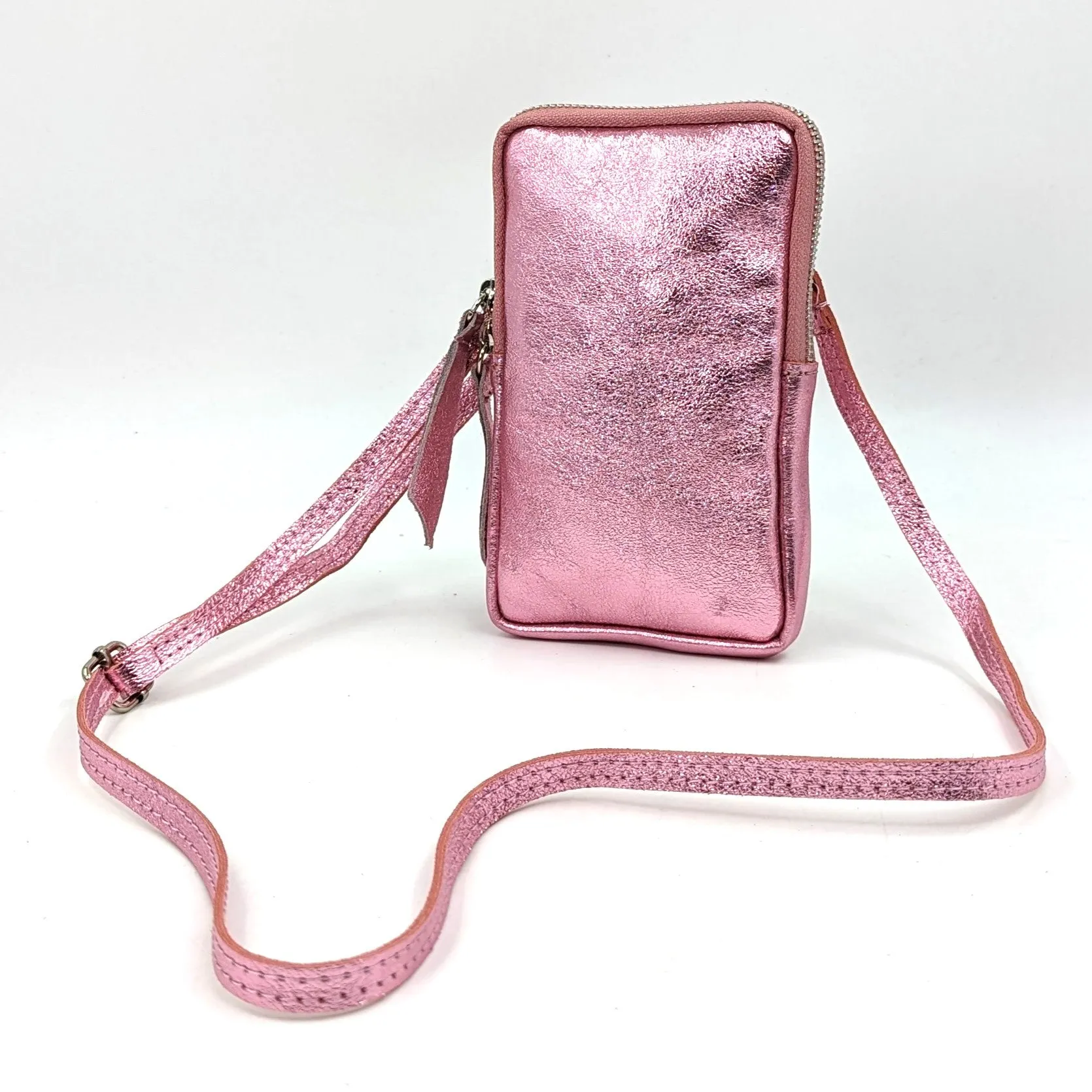 Essential metallic leather cross body phone bag/purse