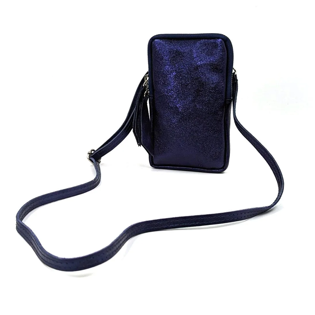 Essential metallic leather cross body phone bag/purse