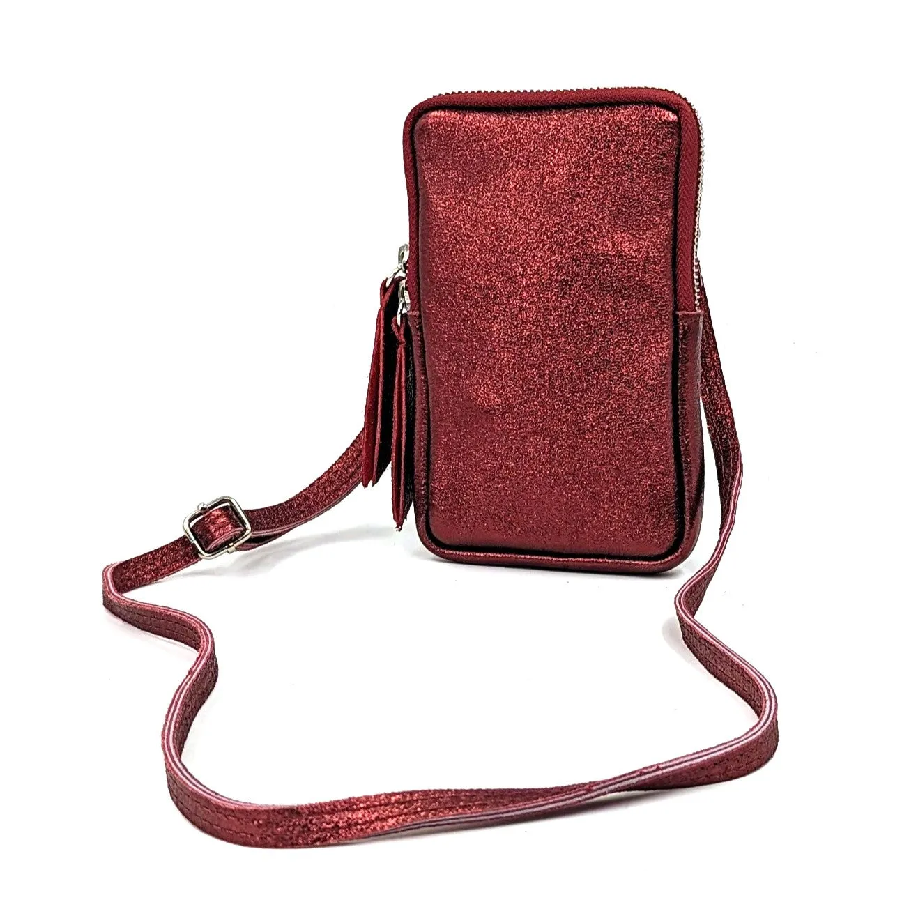 Essential metallic leather cross body phone bag/purse