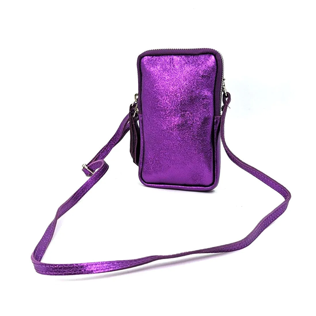 Essential metallic leather cross body phone bag/purse