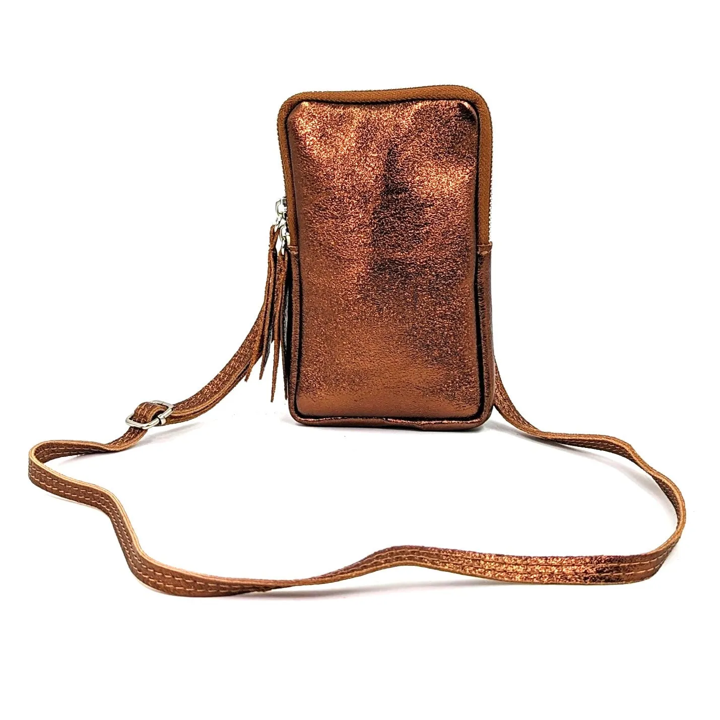 Essential metallic leather cross body phone bag/purse