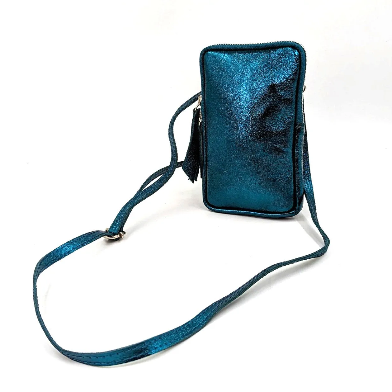 Essential metallic leather cross body phone bag/purse