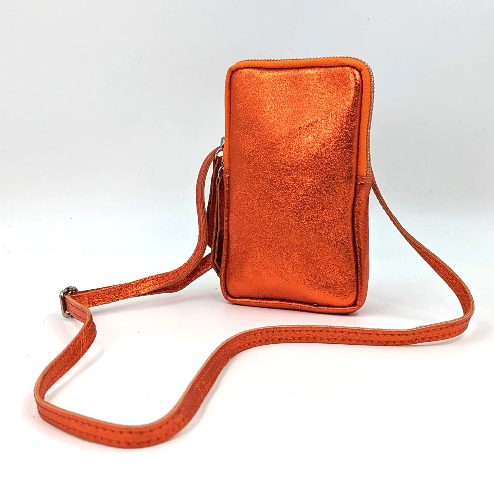 Essential metallic leather cross body phone bag/purse