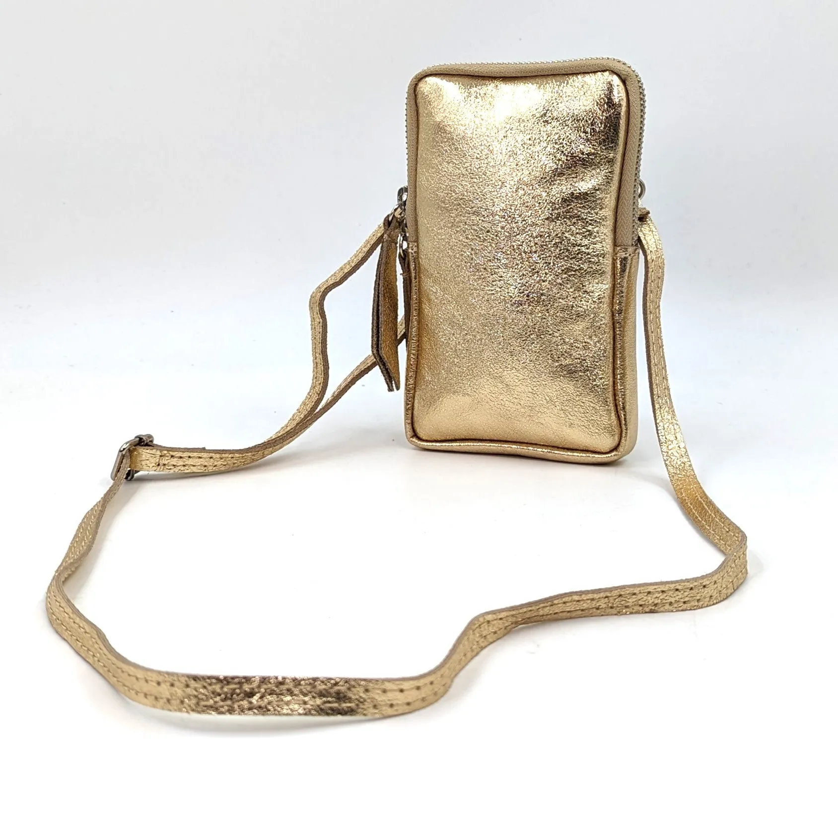Essential metallic leather cross body phone bag/purse
