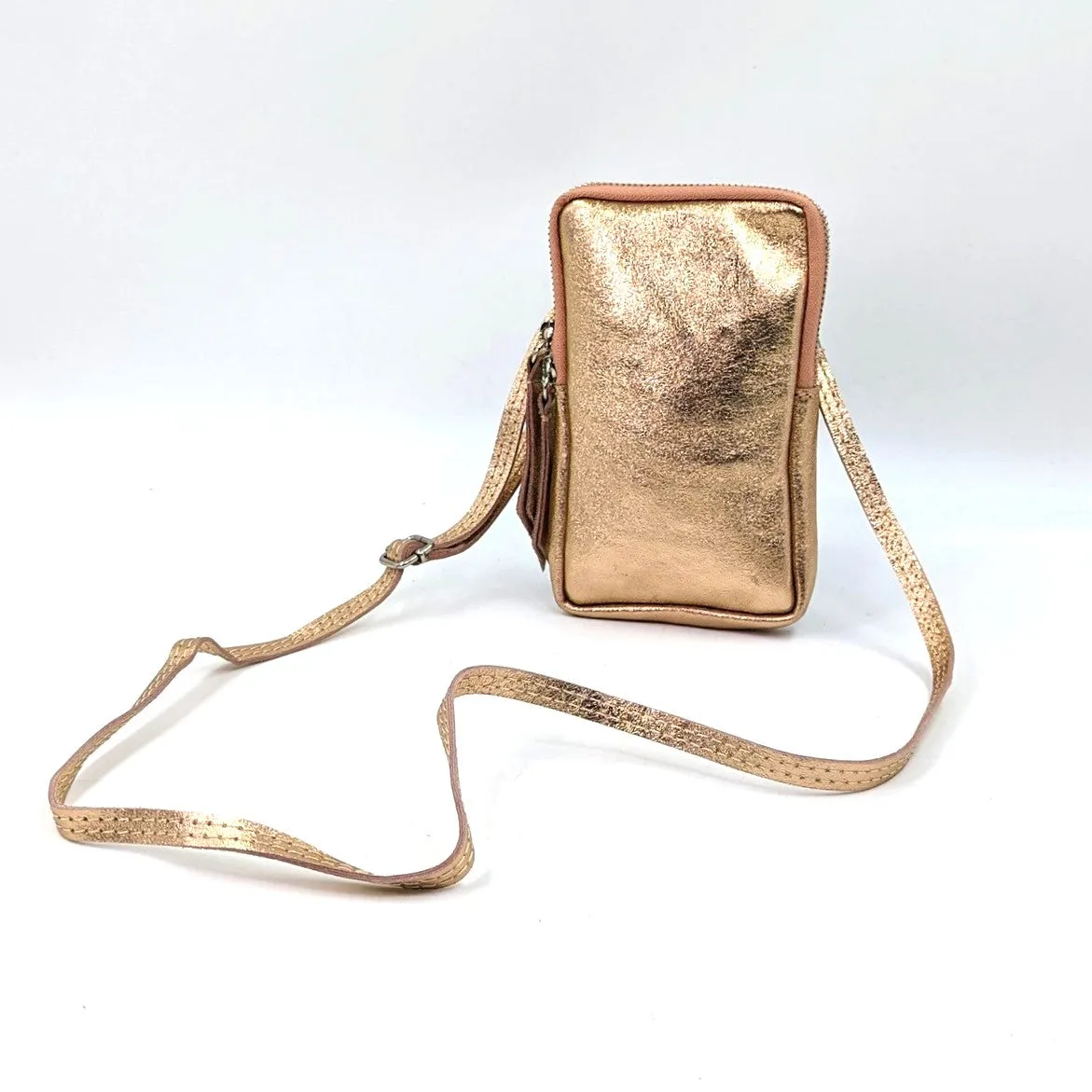 Essential metallic leather cross body phone bag/purse