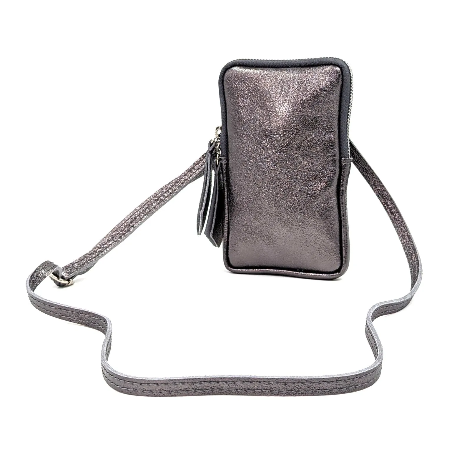 Essential metallic leather cross body phone bag/purse