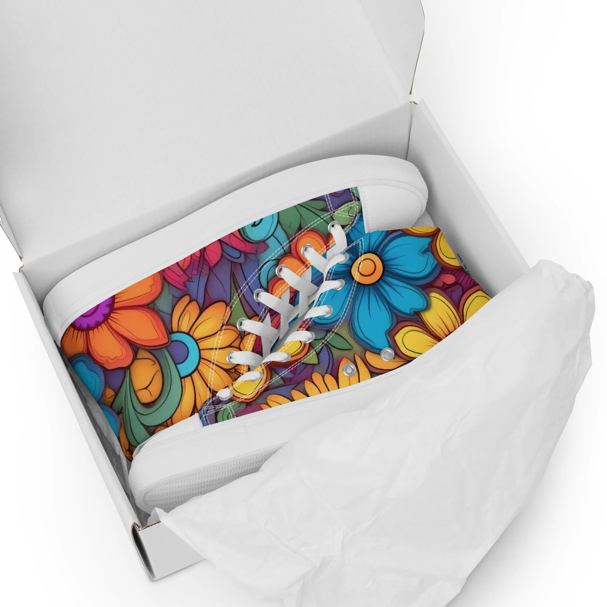 Floral Pattern Women’s high top canvas shoes, Stylish Floral Print Great For Everyday Use Sneakers