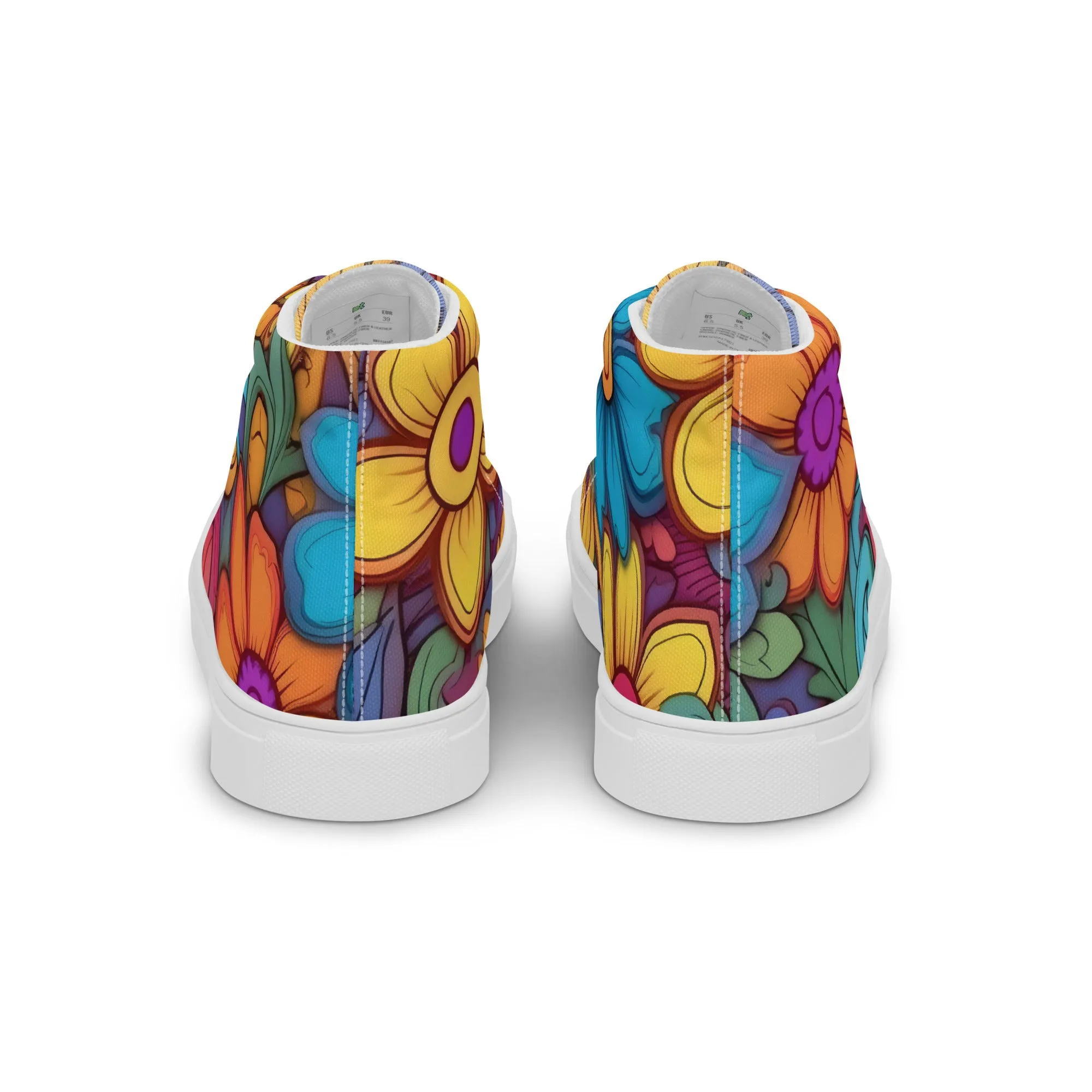 Floral Pattern Women’s high top canvas shoes, Stylish Floral Print Great For Everyday Use Sneakers