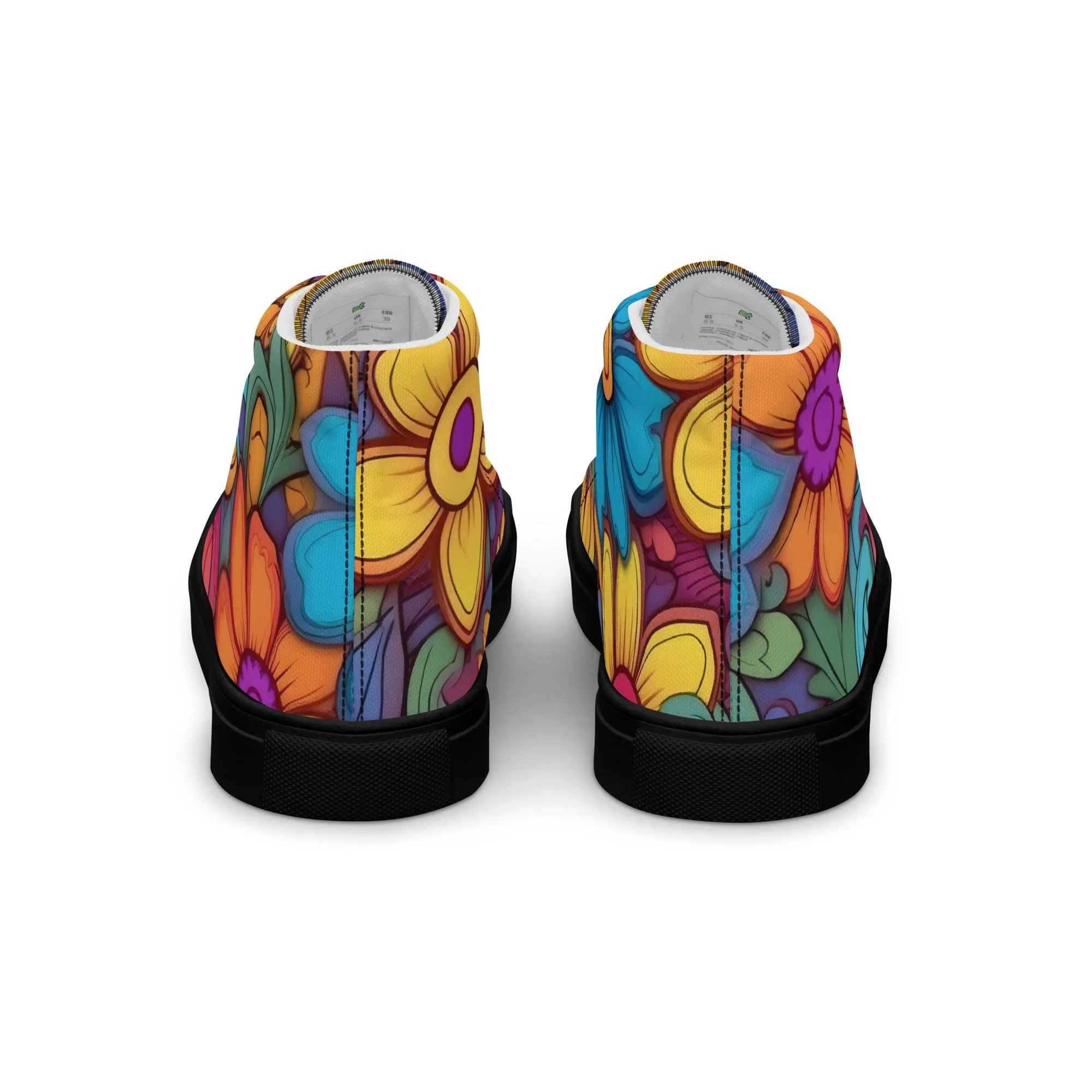 Floral Pattern Women’s high top canvas shoes, Stylish Floral Print Great For Everyday Use Sneakers