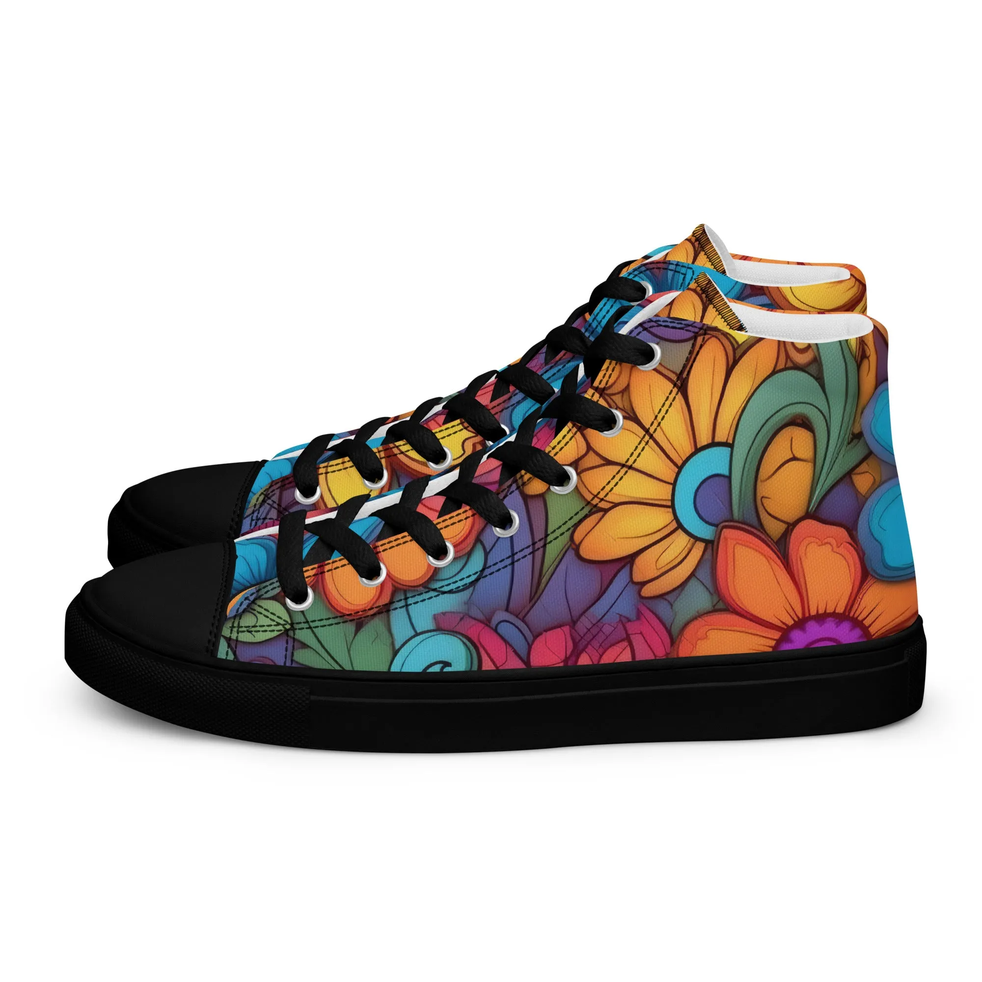 Floral Pattern Women’s high top canvas shoes, Stylish Floral Print Great For Everyday Use Sneakers