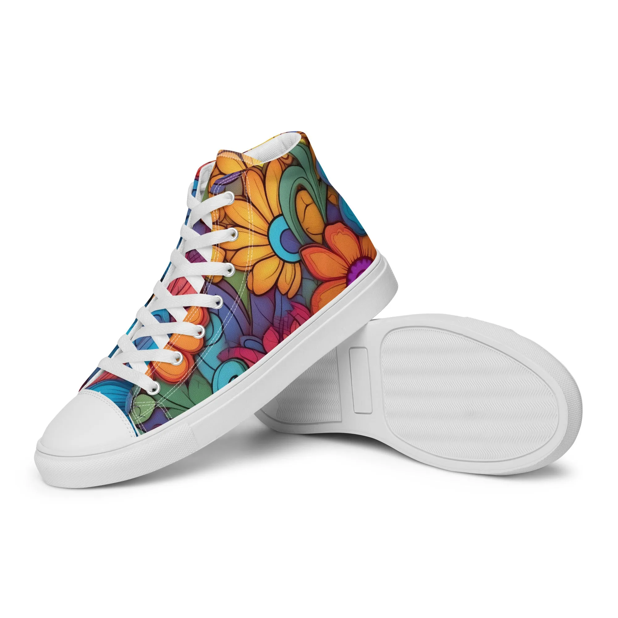 Floral Pattern Women’s high top canvas shoes, Stylish Floral Print Great For Everyday Use Sneakers