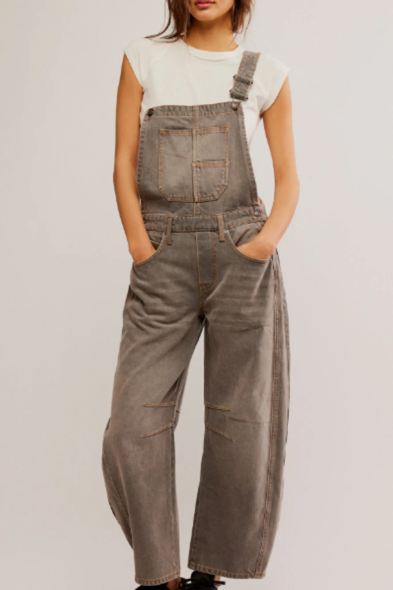 Free People: Good Luck Overall in Archive Grey