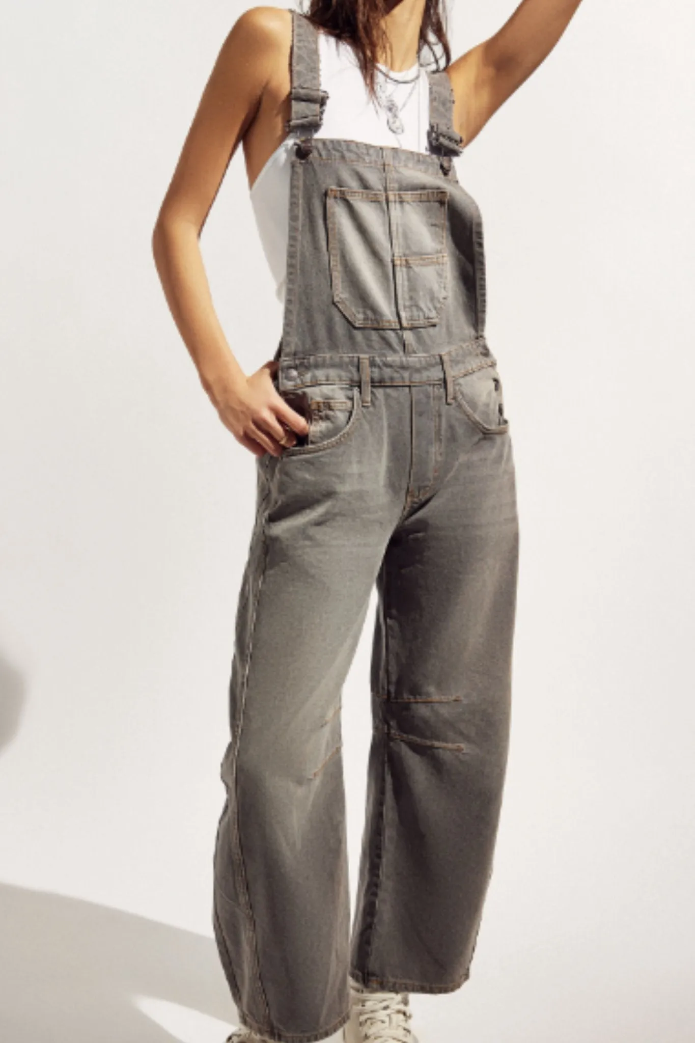 Free People: Good Luck Overall in Archive Grey