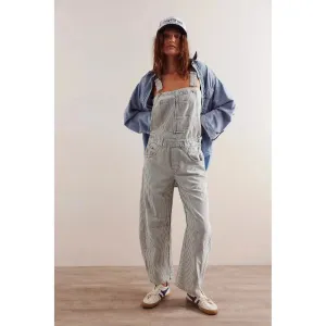 Free People Good Luck Striped Overalls