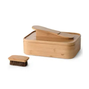 Gudee Rico Shoe Shine Valet Box with Horsehair Shoe Shine Brush