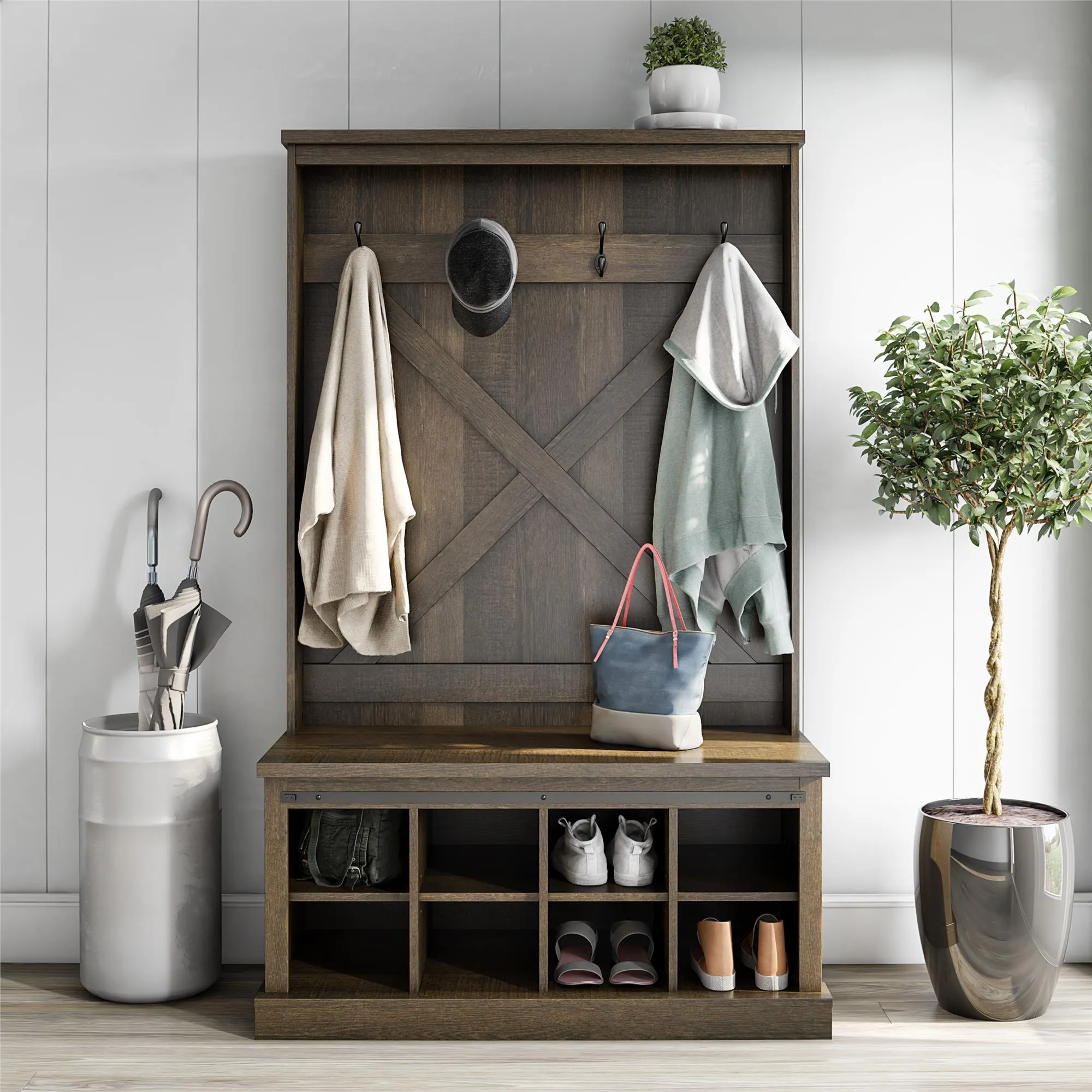 Knox County Entryway Bench with Hall Tree