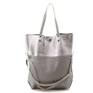 Large Two tone metallic leather tote bag with high quality