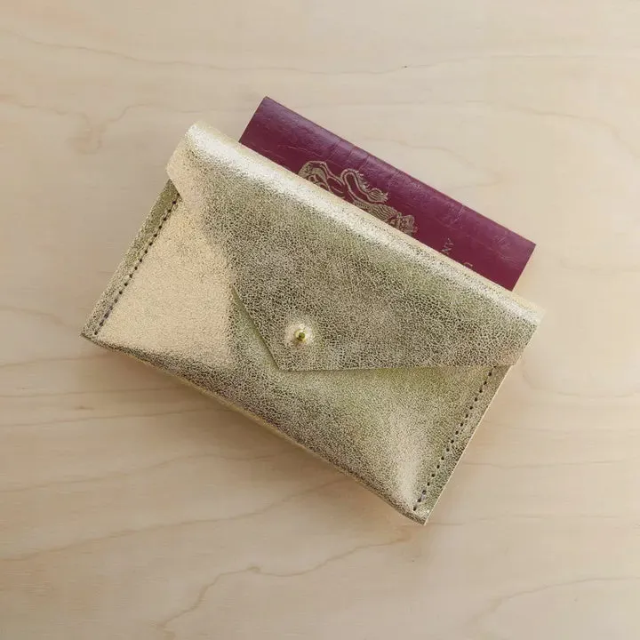 Leather Envelope Purse - Gold