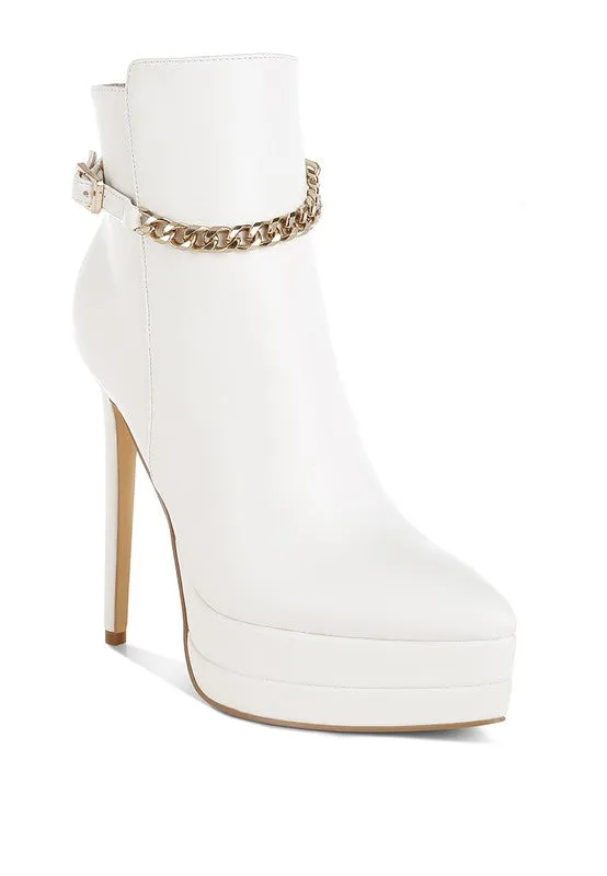 London Rag Luxe Narok Metallic Chain Detail Boots