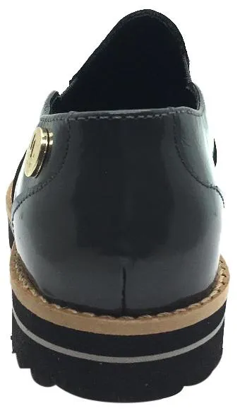 Luccini Girl's Grey Patent Leather Platform Smoking Loafer Flats