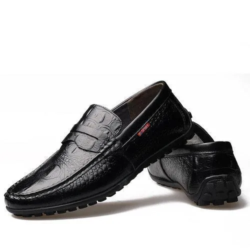 Men Crocodile Pattern Driving Loafers