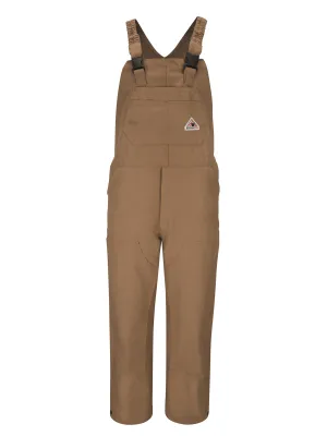 Men's Heavyweight Flame-Resistant Knee Zip Bib Overall - BLF6 - Brown Duck