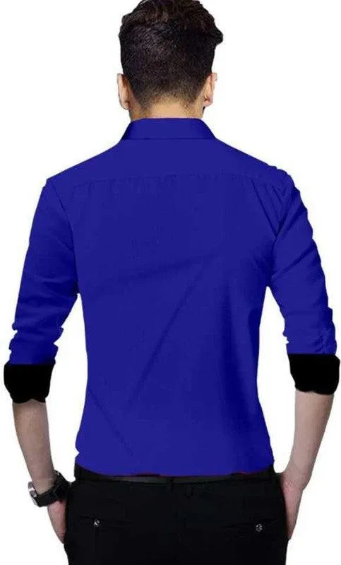 Piping design blue shirt
