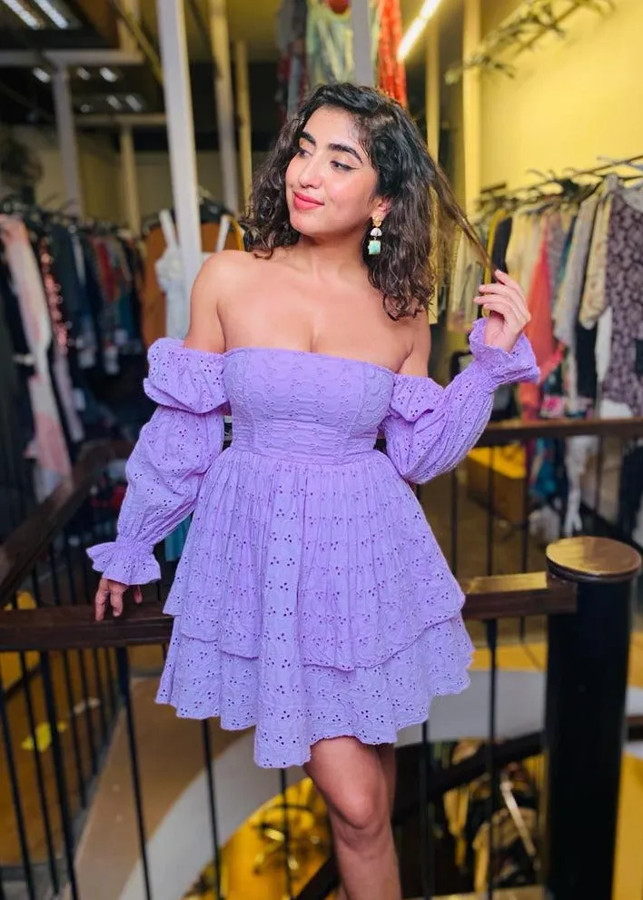 Pixie Lavender Schiffli Puff Corset Dress