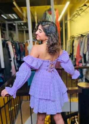 Pixie Lavender Schiffli Puff Corset Dress