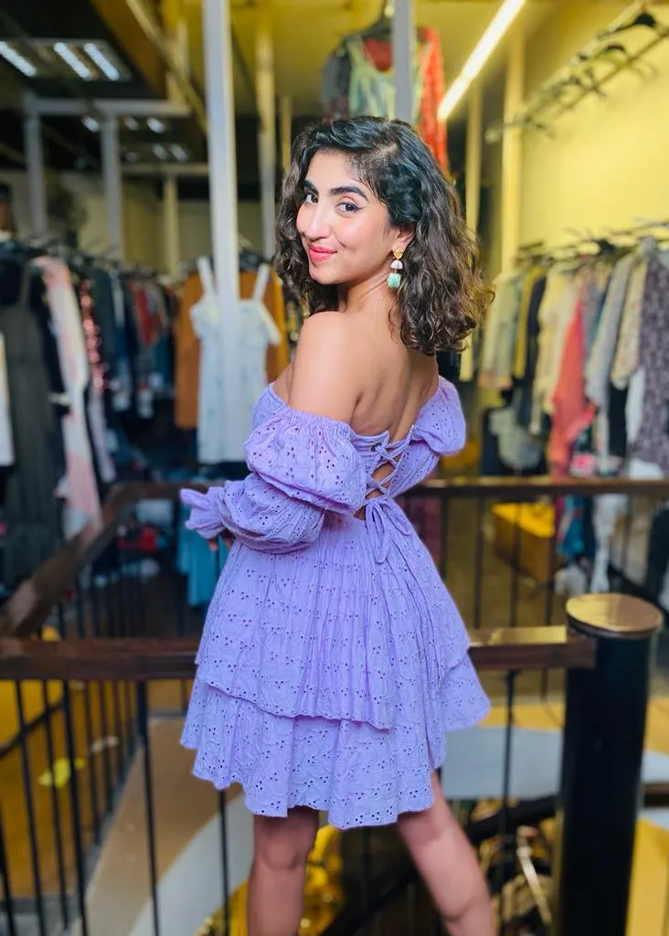 Pixie Lavender Schiffli Puff Corset Dress