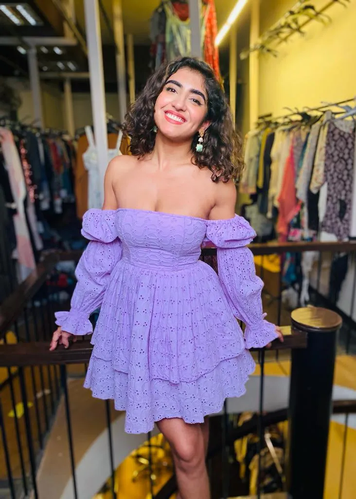 Pixie Lavender Schiffli Puff Corset Dress