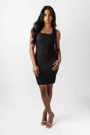 Ribbed Square-Neck Tank Dress