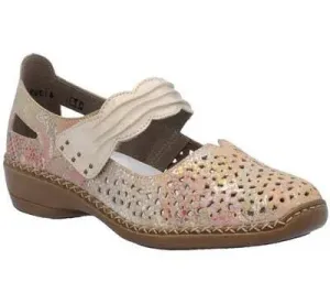 Rieker 41399-92 Summer Mary Jane Style Beige Multi