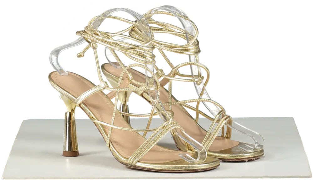 Russell & Bromley Metallic Gold Strappy Heeled Sandals UK 5 EU 38 