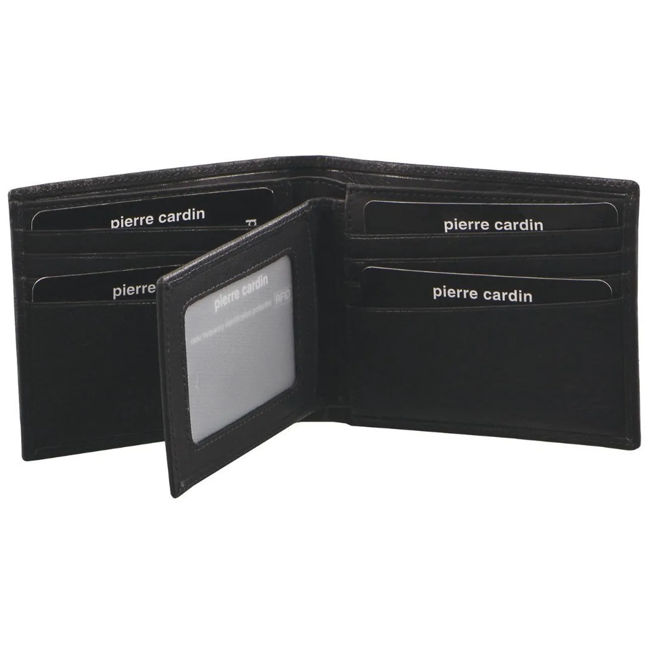 Rustic Leather Men's Removable Bi-Fold Wallet - Black