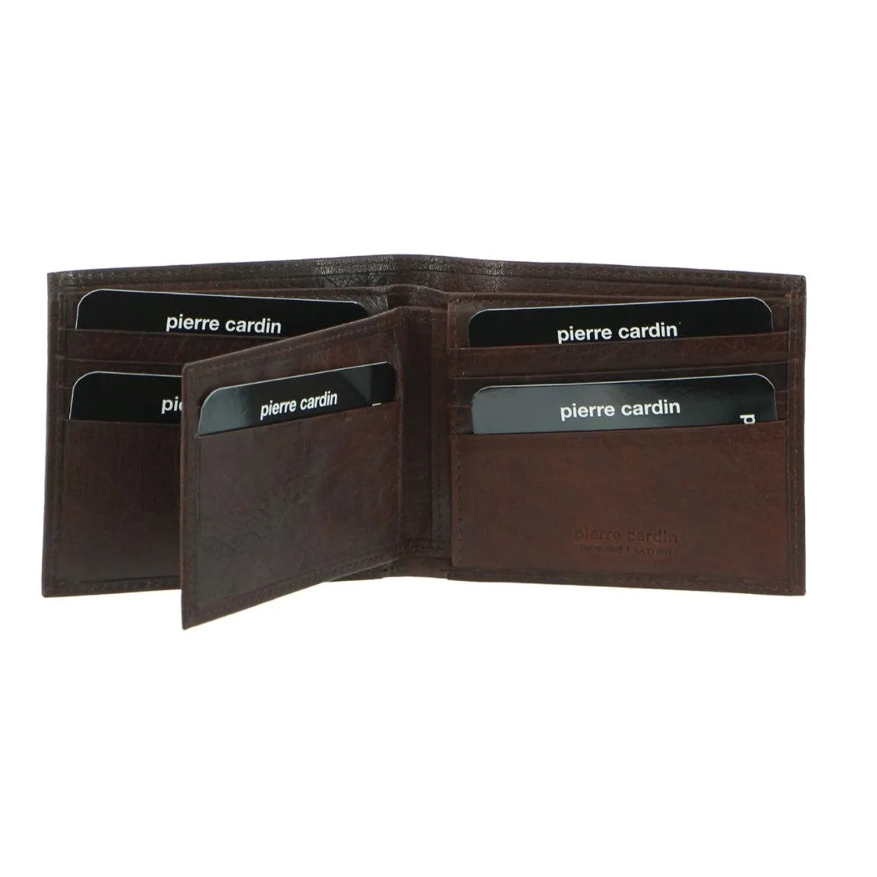 Rustic Leather Men's Removable Bi-Fold Wallet - Brown