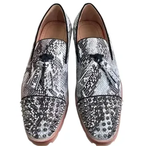 Snakeskin Pattern Leather Loafers