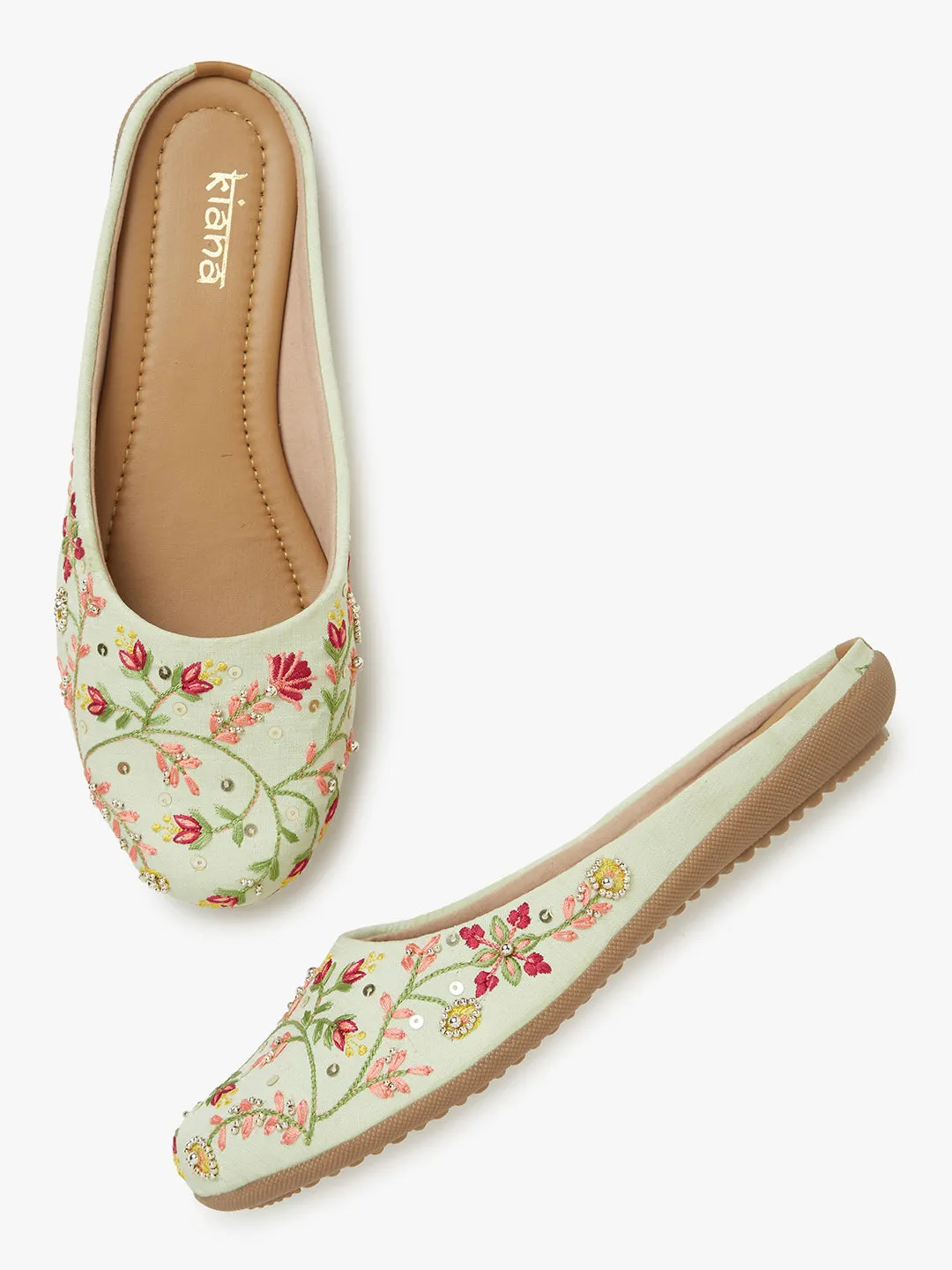 Stylish Women's Round Toe Shoes in White with Embroidered & Handwork
