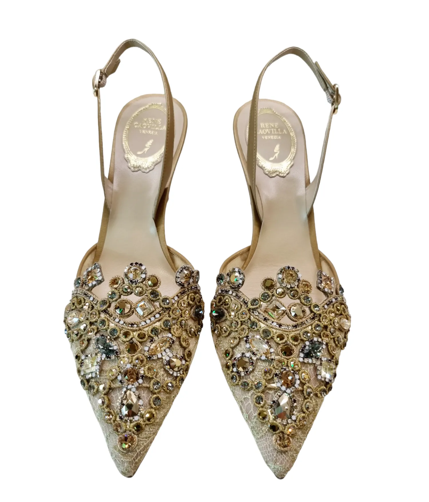 Veneziana Gold Lace Slingback Pumps(carryover style)