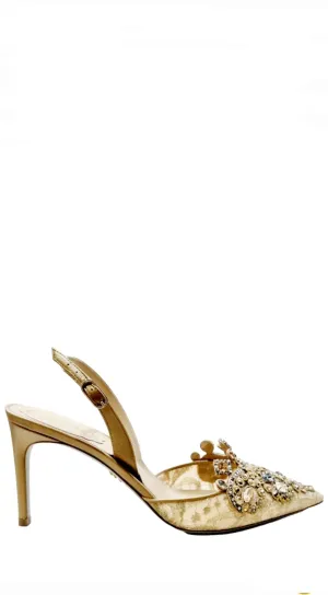 Veneziana Gold Lace Slingback Pumps(carryover style)