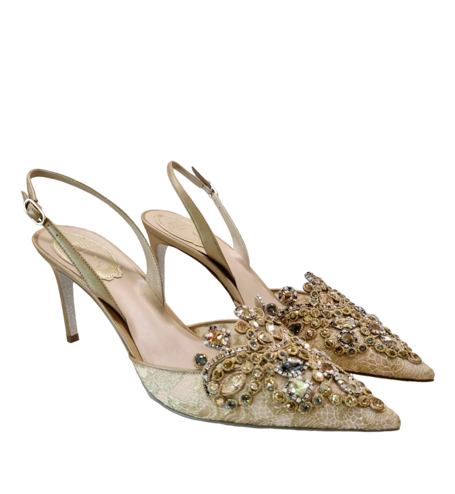 Veneziana Gold Lace Slingback Pumps(carryover style)