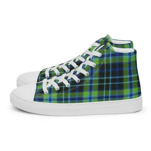 Women’s Green and Blue Plaid high top canvas shoes