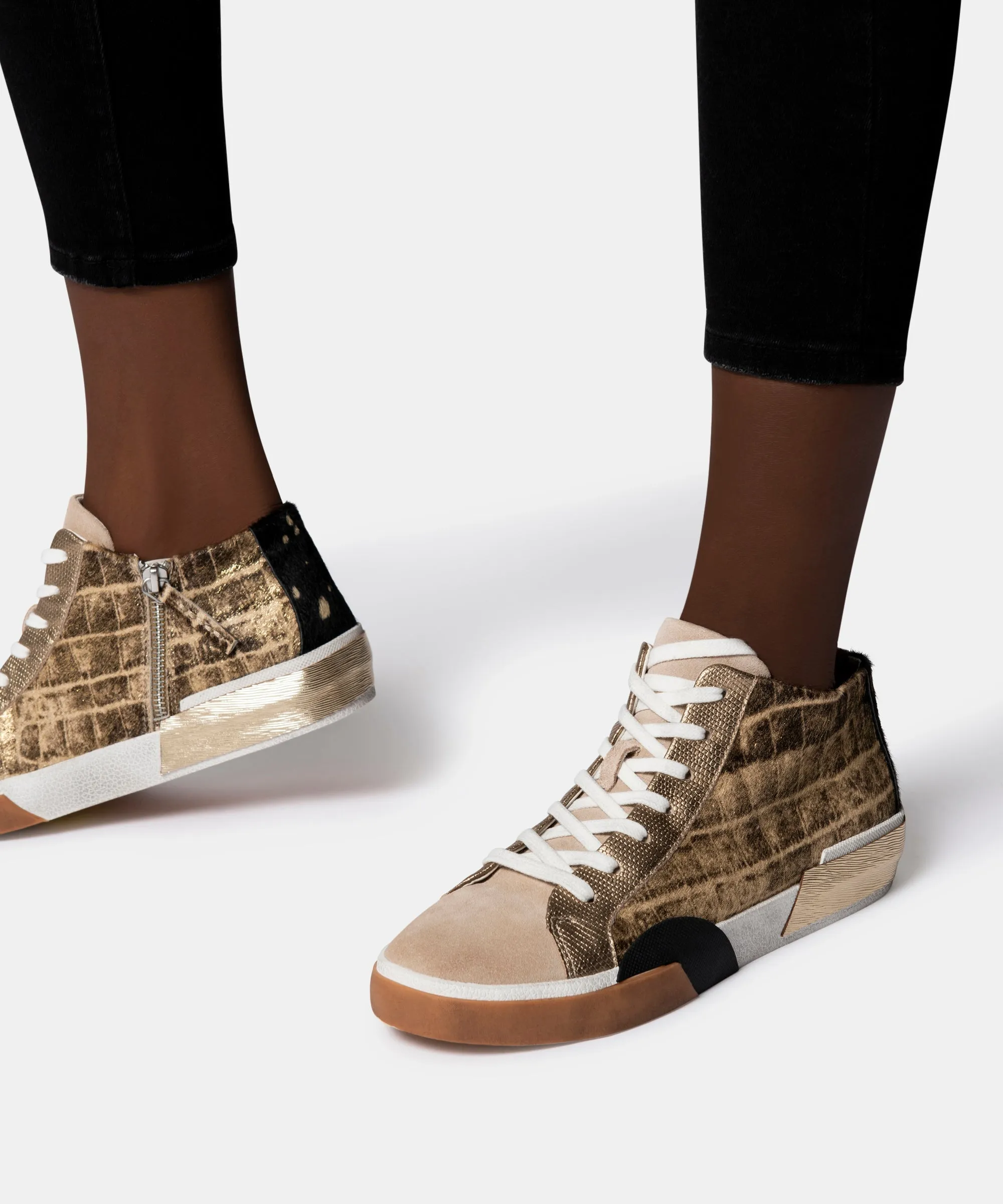 ZOEL SNEAKERS GOLD MULTI CALF HAIR - re:vita